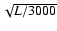$\sqrt{L/3000}$