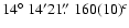$14\hbox{$^\circ$ }14^{\prime}21\hbox{$.\!\!^{\prime\prime}$ }160(10)^c$