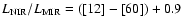 $L_{{\rm NIR}}/L_{{\rm MIR}} =
([12]-[60])+0.9$