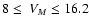 $8\le~V_{M} \le16.2$