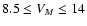 $8.5
\leq V_{M} \leq 14$
