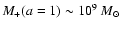$M_{+}(a=1) \sim 10^{9}~M_{\odot}$