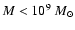$M < 10^{9}~M_{\odot}$