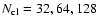 $N_{\rm cl}= 32, 64, 128$