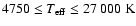 $4750\leq T_{\rm eff}\leq 27~000~\rm K$