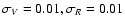$\sigma_{V}=0.01, \sigma_{R}=0.01$
