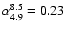 $\alpha_{4.9}^{8.5} = 0.23$