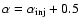 $\alpha=\alpha_{\rm {inj}}+0.5$