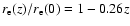 $r_{\rm e}(z)/r_{\rm e}(0) = 1-0.26z$