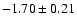 $ -1.70 \pm 0.21 $