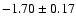 $ -1.70 \pm 0.17 $