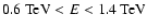 $0.6~{\rm TeV} < E < 1.4~{\rm TeV}$