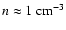 $n \approx
1~{\rm cm}^{-3}$