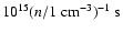$10^{15} (n/1~{\rm cm}^{-3})^{-1}~{\rm s}$