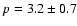 $p=3.2\pm0.7$