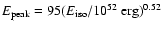 $E_{\rm
peak}=95(E_{\rm iso}/10^{52}~{\rm erg})^{0.52}$