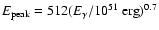 $E_{\rm peak}=512(E_{
\gamma}/10^{51}~{\rm erg})^{0.7}$