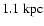 $1.1~\ensuremath{{\rm kpc}} $
