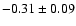$-0.31\pm0.09 $