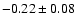 $-0.22\pm 0.08 $