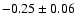 $-0.25\pm 0.06 $