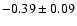 $-0.39\pm0.09 $