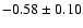 $-0.58\pm 0.10 $