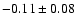 $-0.11\pm 0.08 $