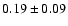 $0.19\pm 0.09 $