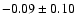 $-0.09\pm 0.10 $