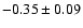 $-0.35\pm0.09 $