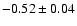 $-0.52\pm 0.04 $