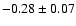 $-0.28\pm0.07 $