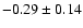 $-0.29\pm0.14 $