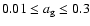 $0.01 \le a_{\rm g} \le 0.3$