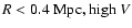 $R<0.4{\rm\ Mpc, high}\ V$