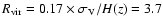 $R_{\rm vir}=0.17\times \sigma_{\rm V}/H(z) = 3.7$