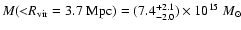 $M({<}R_{\rm vir}=3.7 \;{\rm Mpc})=(7.4_{-2.0}^{+2.1})\times 10^{15}~M_{\odot}$