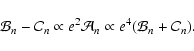 \begin{displaymath}\mathcal B_n - \mathcal C_n \propto e^2 \mathcal A_n \propto
e^4( \mathcal B_n + \mathcal C_n).
\end{displaymath}