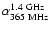 $\alpha_{365~{\rm MHz}}^{1.4~{\rm GHz}}$