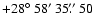 $+28\hbox{$^\circ$ }58\hbox{$^\prime$ }
35\hbox{$.\!\!^{\prime\prime}$ }50$