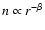 $n\propto
r^{-\beta}$