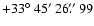 $+33\hbox{$^\circ$ }45\hbox{$^\prime$ }26\hbox{$.\!\!^{\prime\prime}$ }99$