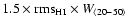 $1.5 \times {\rm rms}_{\rm HI} \times W_{\langle 20-50\rangle}$