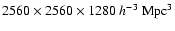 $2560 \times 2560 \times 1280 ~ h^{-3}~{\rm Mpc}^3$