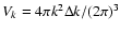 $V_{k}=4\pi k^2\Delta k/(2\pi)^3$