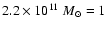 $2.2 \times 10^{11}~M_{\odot}=1$