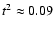 $t^{2} \approx 0.09$