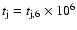 $t_{\rm j}=t_{\rm j,6}\times 10^6$