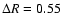 $\Delta R=0.55$